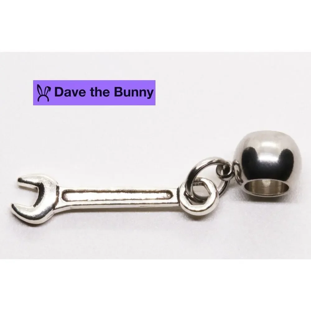 Elegant Tool Charms - Wrench Charm for Bracelet - Sterling Silver Wrench Charm